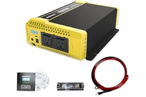 K KRIËGER Krieger 1100W Pure Sine Wave Inverter 12V DC to 120V AC Converter for Home, RV, Truck, Off-Grid Solar Power Inverter 12V to 110V with Built-in 5V/2.1A USB Port, AC Hardwire Port, Remote Controller