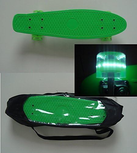 22" LED LIGHT WHEEL PENNY STYLE SKATEBOARDS SKATING DECK BOARDS + CARRYING BAG (GREEN)