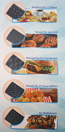 XL 5in1 Waffeleisen Hamburger Elektrogrill Panini Donut Keks Maker Waffelautomat - 7