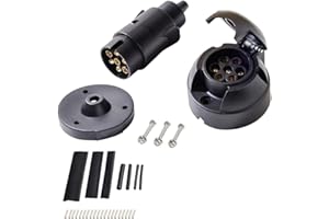 Feuunly Spina Presa 7 Poli Rimorchio, Spina 7 Poli E Presa 7 Poli Rimorchio 12V Connettori Impermeabile Guarnizione in Gomma Kit, con Tubo Termoretraibile E Detrazione Filo Rame(Stivali di Gomma)