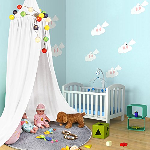 Betthimmel Baldachin aus Baumwolle Leinwand Deko Baldachin für Kinderzimmer Babybetthimmel auch als Mückenschutz Gute Luftzirkulation, mit Installation Tools, Höhe 235cm - 2