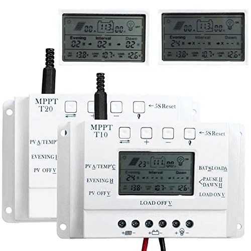 Cewaal LCD 3 minuterie TL 12V / 24V Contrôleur USB de panneau solaire MPPT