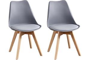 ‎HJHOMEHEART HJhomeheart Esszimmerstuhl 2er Set, Massivholzbeine, Abnehmbares Stuhlkissen, Küchenstuhl, Moderner Stuhl (Grau-2)