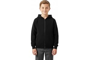 Hotfiary Kids Zip Up Hoodie Boys Girls Cotton Hooded Sweatshirt with Pockets Plain School Uniform PE Kit Jacket for Children Ages 2-12