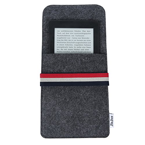 Jiajun Kindle Paperwhite Hülle Case Filz für Amazon neue Kindle Paperwhite 1/2/3 und Kindle Fire HD 6 Verschluss mit Gummiband (Schwarz) - 2