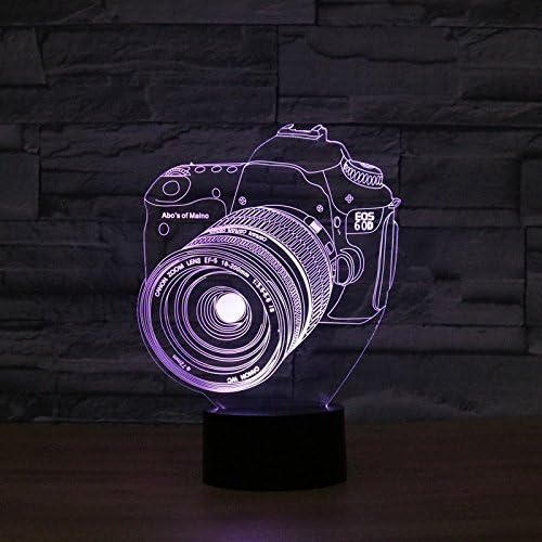 Camera 3D Light, Optical Illusion Night Lamp 7 Colors Changing,Touch Button Amazing Creative Designed LED Table Desk Lampsghts with Acrylic Flat &amp; ABS Base &amp; USB Charger