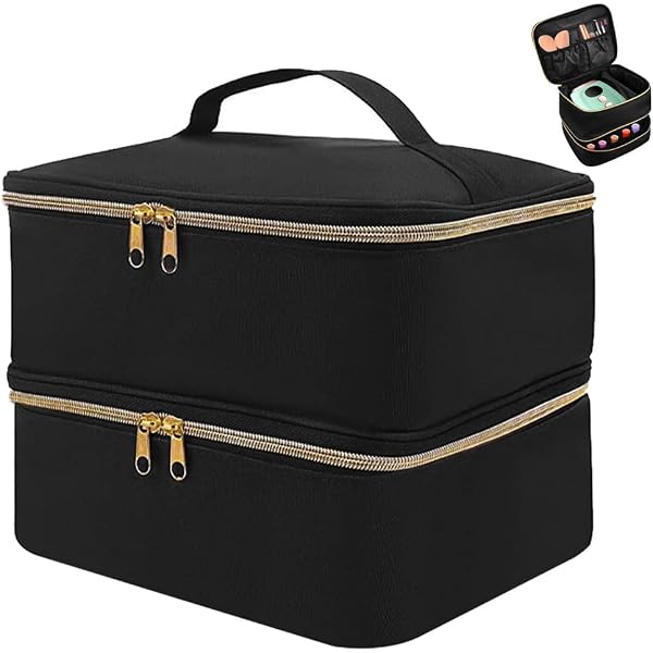 UOZL Nagellack-Organizer – Doppelschichtige Aufbewahrungstasche Mit Verstellbaren Trennwänden, 24x20x24 Cm