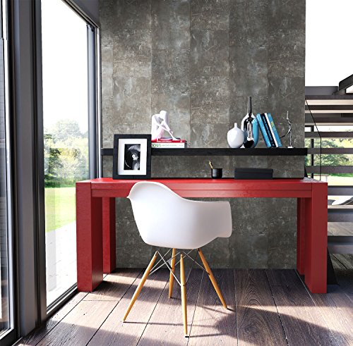 Tapete Metalloptik in Grau , schöne moderne Tapete für Ihr Wohnzimmer , inklusive der Newroom Tapezier Profibroschüre mit Tipps für perfekte Wände - 7