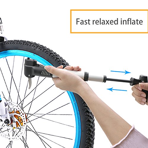 Mini Fahrrad Luftpumpe Anleitung bei DigHealth, 120PSI Teleskopische, Aus Aluminium,Für Presta und Schrader Luftventile, mit Glueless Puncture Repair Kit und Reifenheber, umrahmen Berg und Bälle Nadel - 3