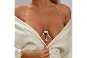 YAHOYA Soporte de Pecho Doble Colgante Corazón Sujetadores Cadena Collar Cuerpo Joyería Rhinestone Top Fashion Gift Beach Bikini Trajes de baño Mujeres