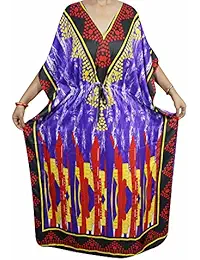 Indiatrendzs Women Kaftan Dress Printed Viscose Cover Up Evening Wear 54" (PURPLE)