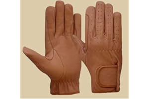 SULKHANZ CO Horse Riding MEN'S Gloves All Leather 100% Real Leather TAN & BLACK Premium Quality Gents equestrian gloves