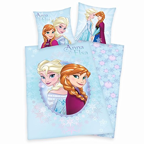 Wende Bettwäsche Set Disney Eiskönigin, 135 x 200 cm 80 x 80cm, Frozen, Microfaser, 4879241050