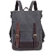 Produktbild DoubleMay Unisex Damen Herren Vintage Retro Canvas Echt Leder Schultasche Rucksack Reisetasche Daypacks Backpack 14 Zoll Laptoprucksack für Uni Outdoor Sports Freizeit 29 x 12 x 39cm (Dunkel Grau)