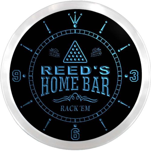 ncx1055-tm Reed's Home Bar Billiards Room Personalised Custom Name Neon Sign Clock
