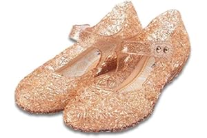 Amtidy Elsa Princess Shoes Mary Jane Dance Party Jelly Flats Snow Queen Cosplay Shoes Birthday Sandals for Girls