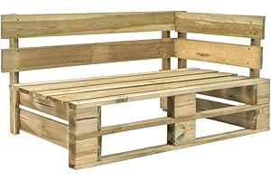 vidaXL Banco de Esquina Palés para Jardín Madera Mobiliario de Terraza Exteriores Patios Balcones Aire Libre Palets Bricolaje Accesorios Hogar