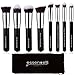 Essencell Makeup Brushes Premium Synthetic Kabuki Cosmetic Makeup Brush Set - Foundation,Powder, Blending Blush Bronzer, Concealer Contour, Eye Shadow Brush Kit (8PCs, Black Sliver)