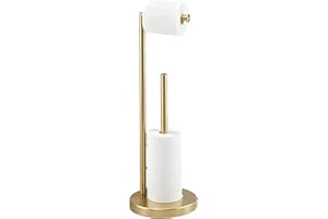 Toilet Roll Holder Free Standing, NEWRAIN Gold Bathroom Accessories Freestanding Toilet Roll Holder, Stainless Steel Toilet Roll Storage