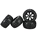 Produktbild MagiDeal 4pcs Felge Und Reifen für 1/10 HSP Tamiya Kyosho Off Road Rc Auto Schwarz