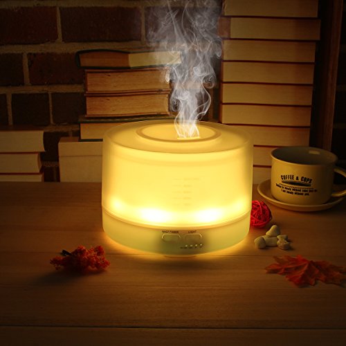 Aroma Diffusor, EIVOTOR 500ml 2 in 1 Aroma Diffusor Ultraschall Luftbefeuchter Oil Holzmaserung Düfte Humidifier Raumbefeuchter Duftzerstäuber automatich Aromatherapie Diffuser Nebelausstoß Abschaltautomatik Kalten Nebel Technologie Messbecher Humidifier & Aromatherapy mit 3 Timereinstellungen und LED Farbwechsel Fernsteuerung für das Schlafzimmer, Büro, Wohnzimmer, Bad, Konferenzräume , Hotels, Yoga-Club, Fitness-Center, SPA usw. - 7