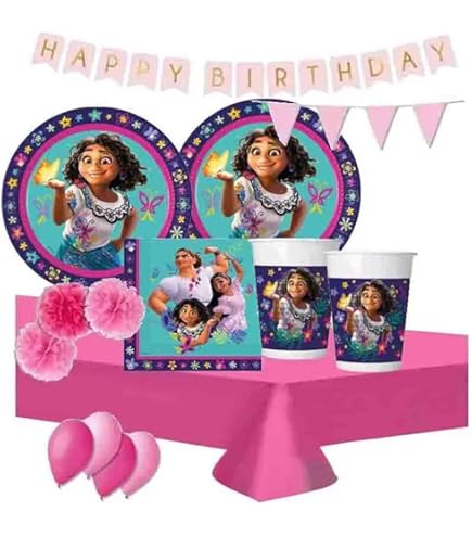 Kit Stoviglie Encanto Compleanno - 8 Piatti, 8 Bicchieri, 20 Tovaglioli, Per Feste A Tema Bambini - Foto 9