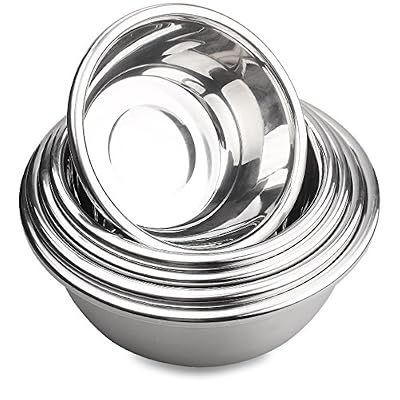 Juning Bol en inox - Oliying Bols Mélangeurs, Set de 5 Saladiers en acier inoxydable 18/10, hochpolierte technique, Set Bol mélangeur/saladier en inox, cuisson Essentiel Ustensiles de cuisine