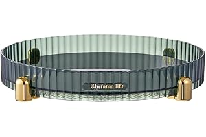 CESTATIVO Obrotowy organizer do makijażu, obracający się o 360°, organizer na kosmetyki, organizer na toaletkę, blat łazienkowy, zielony