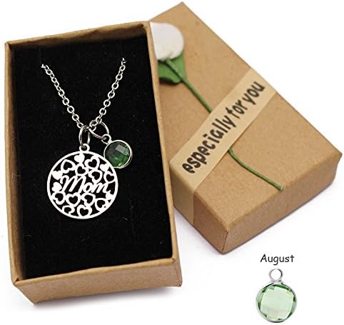 Women's Necklace Colour Silver Mom Pendant Necklace Gutcandie Necklace Women Girls Hollow Heart Pendant with Zirconia, Chain Elegant Gift Exquisite Scroll Necklace 45 cm in Gift Pack Silver