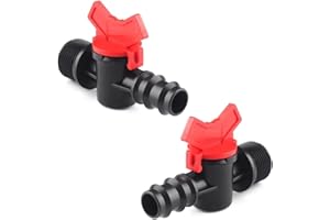 MiJunHD 25mm Hose Barb to G3/4≈25mm≈DN20 Male Thread, 2PCS Drip Irrigation Switch Valve, PE Pipe Hose Tube Shut-off Plastic Valve