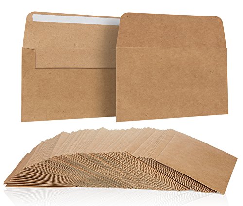 Preisvergleich Produktbild Briefumschläge aus Kraftpapier, DIN A4, selbstklebend, selbstklebend, für Allgemeinen, Büro, Zuhause, Hellbraun, 100 Stück
