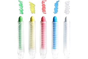Feelava Farbige Kreidestifte, 5 Stück, bunte, staubfreie Kreide mit Kreidehalter, waschbare, ungiftige Farbkreide für Kinder, drehbare Kreide, Whiteboard, Tafel, Kinderzeichnung, Schreibwerkzeuge für