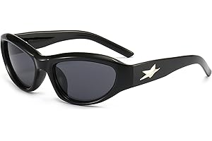 LJCZKA Lunette de Soleil Etoile y2k Homme Femme, Lunettes de Soleil Enveloppante Ovale Lunette Futuriste Lunettes de Cyclisme Vélo Sport de Protection UV
