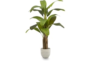 MAIA SHOP Platanera Artificial 150 cm con Tronco Natural – Planta Artificial Realista, Árbol Decorativo Tropical para Hogar, Restaurantes y Proyectos de Interiorismo