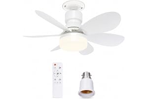 Pixel Beam 40W LED Ceiling Fan Light with Remote Control, 52cm 6-Blade Dimmable E27/B22 Screw-in Lamp with Free Converter & A