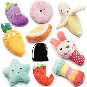 SZKOKUHO 9 Pack Puppy Squeaky Plush Dog Toys Set for Small Dogs to Bite Anytime,Variety Colors & Categories