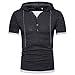 Produktbild Hanomes Herren Kurzarm, Sommer Herren Mode Einfarbig Kurzarm Hoodie Einfaches Casual Sportshirt Fit Tops Basic Rundhals Knopf Oberteil mit Kapuze