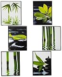 6 tlg. Set - Fliesensticker / Badezimmer / Wandtattoo - ECKIG - Bambus / Wellness & SPA - Steine - Sand Wasser - Fliesensticker / Badezimmer - Panorama Postersticker / Paneele - selbstklebend Fensterdeko / Deko - Mädchen Jungen Kinder - Indonesien / Feng Shui - Badezimmer Pflanze - Grünpflanze