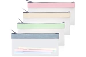 VMINOG Estuche Transparente Estuche Estuche Maquillaje Paquete De 4 Estuches Translúcidos Estuche De Lápices De TPU Súper Suave para Suministros De Oficina, Organizador