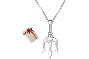 HUTURE Potrójny naszyjnik Poseidon w stylu vintage dla mężczyzn, spersonalizowany męski naszyjnik w stylu hip-hopowym, biżuteria dla mężczyzn, prezent na Dzień Ojca (srebrny), stal tytanowa