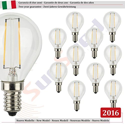 SUNSEED 10 X E14 3W (Equivalent to 32W) Sapphire Filament LED Golf Ball Light Bulb G45 Warm White 2700K