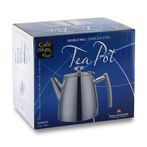 Café Ole Edelstahl, doppelwandige Teekanne mit Scharnierdeckel, Satin, 1.2l/40 oz, Satin Finish - 3