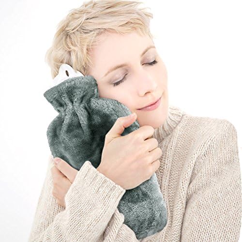 Mopalwin Hot Water Bottle with Soft Fleece Cover, 2 Litre, Grey