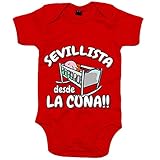 100% algodón Body bebé Sevillista desde la cuna Sevilla fútbol - Rojo, 6-12 meses