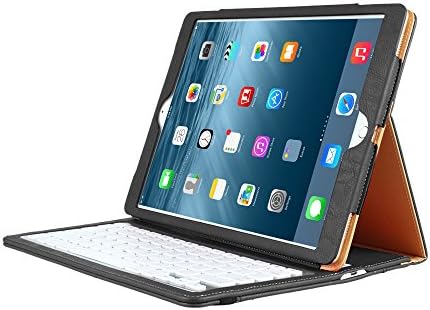 easyDigital® Apple iPad Pro Bluetooth Keyboard Leather Case - Ultra Slim Fully Attached Executive Multi-Function Standby Leather Case Cover with Wireless Bluetooth Keyboard Stand Case / Cover for Apple iPad Pro 12.9-Inch Tablet (Apple iPad Pro (12.9), Black)