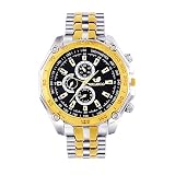 Souarts Herren Armbanduhr Analog Quarzuhr Blau Silber Gold Farbe Edelstahl Armband mit Batterie