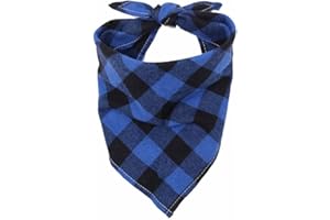 SHTGOI 2 Stück Hundehalstuch Klassisches Kariertes Bandana Waschbare Baumwolle Dreieckstuch Haustier Verstellbares Halstuch kopftücher für Kleine Mittelgroße Hunde Katzen blau-schwarz kariert L