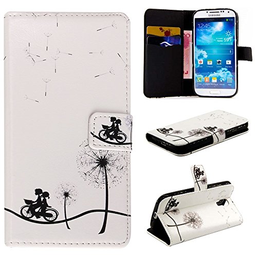 Preisvergleich Produktbild CaseHome Samsung Galaxy S4 H¨¹lle,Schutzh¨¹lle Tasche Leder Mit Kartenfach Magnetverschluss Standfunktion Slim-Schutzh¨¹lle Folio Schalen Fall Mit Karten- / Geldscheinfach F¨¹r Samsung Galaxy S4-Fahrrad-Liebhaber, L_wenzahn