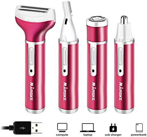 Lady shaver Bikini Trimmer-Kimferd 4 In 1 USB Rechargeable Women Groomer Razoe,Nose Hair Trimmer/Eyebrow Trimmer/Foil Sharver/Facial Body Trimmer Clippers For Female underarm Arms Legs Armpit epilator