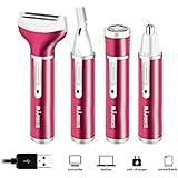 Lady shaver Bikini Trimmer-Kimferd 4 In 1 USB Rechargeable Women Groomer Razoe,Nose Hair Trimmer/Eyebrow Trimmer/Foil Sharver/Facial Body Trimmer Clippers For Female underarm Arms Legs Armpit epilator